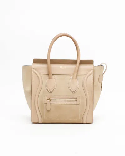 Celine Céline Suede Micro Luggage Bag In Sand