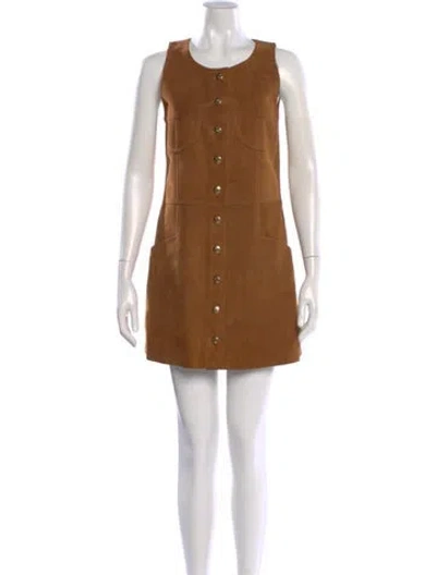 Pre-owned Celine Suede Mini Dress In Brown