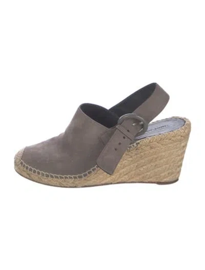 Pre-owned Celine Suede Mules In Grey