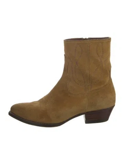 Pre-owned Celine Suede Printed Boots In Brown