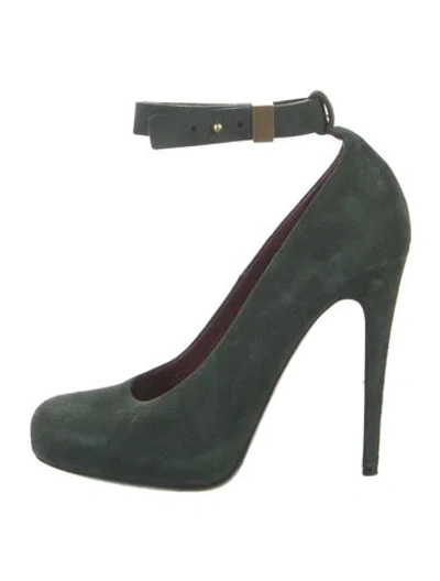 Pre-owned Celine Suede Pumps In Green