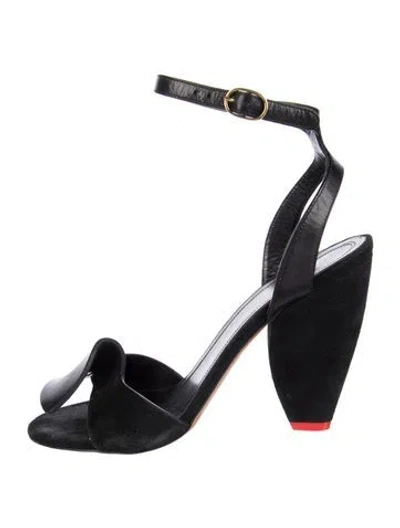 Pre-owned Celine Suede Sandals In Black