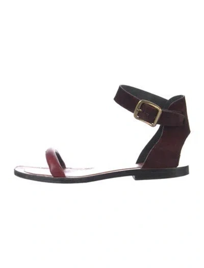 Pre-owned Celine Suede Sandals In Burgundy