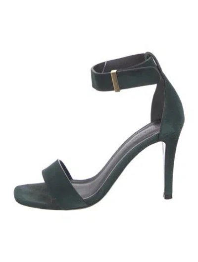 Pre-owned Celine Suede Sandals In Green
