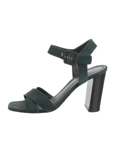 Pre-owned Celine Suede Sandals In Green
