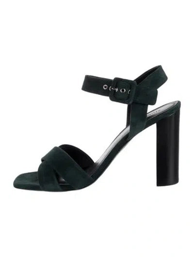 Pre-owned Celine Suede Sandals In Green