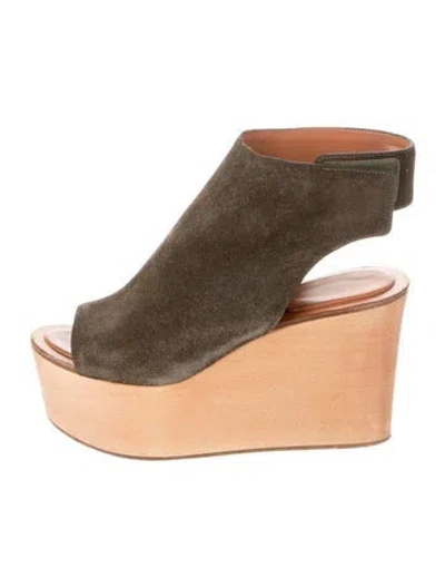 Pre-owned Celine Suede Sandals In Green