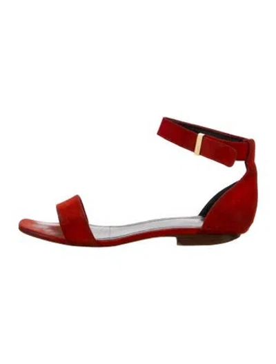 Pre-owned Celine Suede Sandals In Red