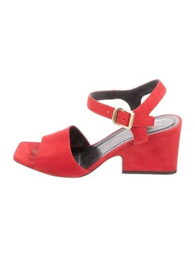 Pre-owned Celine Suede Sandals In Red