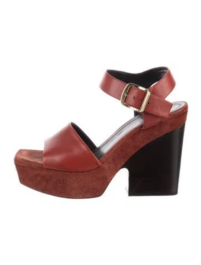 Pre-owned Celine Suede Sandals In Red