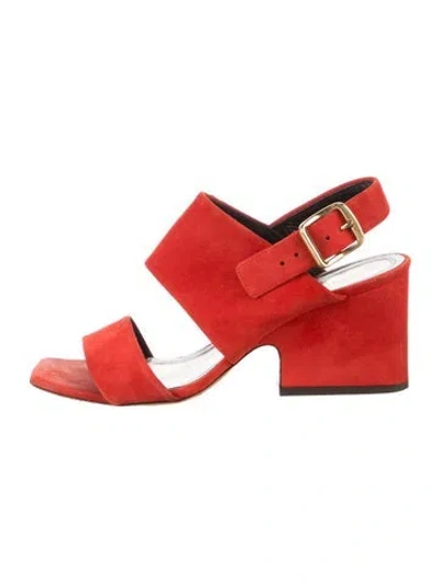 Pre-owned Celine Suede Sandals In Red