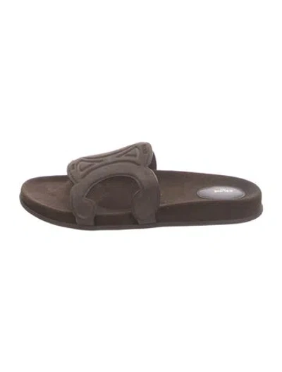 Pre-owned Celine Suede Slides In Brown