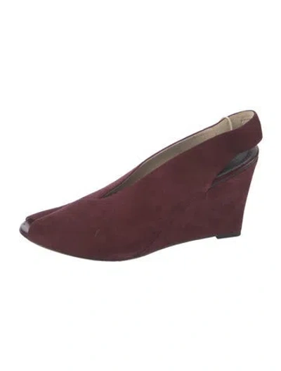 Pre-owned Celine Suede Slingback Pumps In Burgundy