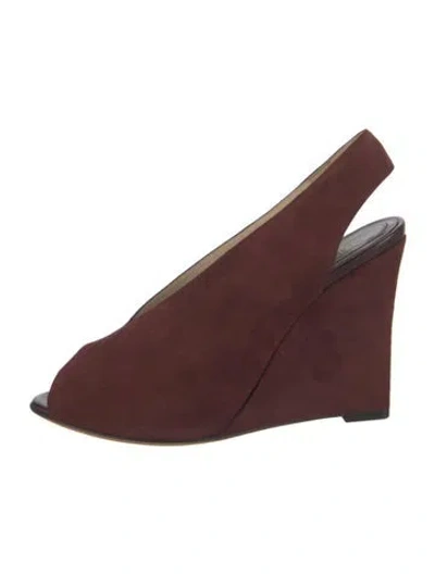 Pre-owned Celine Suede Slingback Pumps In Burgundy