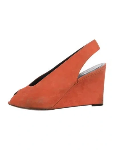 Pre-owned Celine Suede Slingback Pumps In Orange