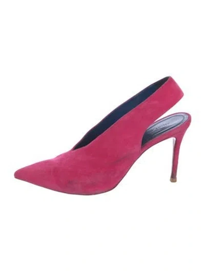 Pre-owned Celine Suede Slingback Pumps In Pink