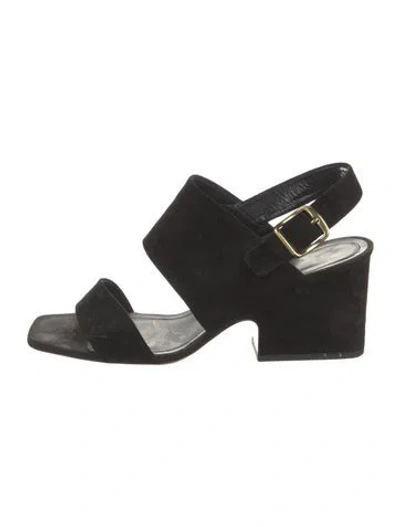 Pre-owned Celine Suede Slingback Sandals In Black