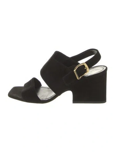 Pre-owned Celine Suede Slingback Sandals In Black