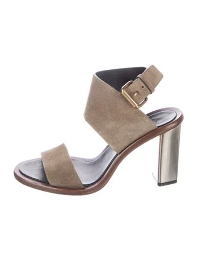 Pre-owned Celine Suede Slingback Sandals In Brown