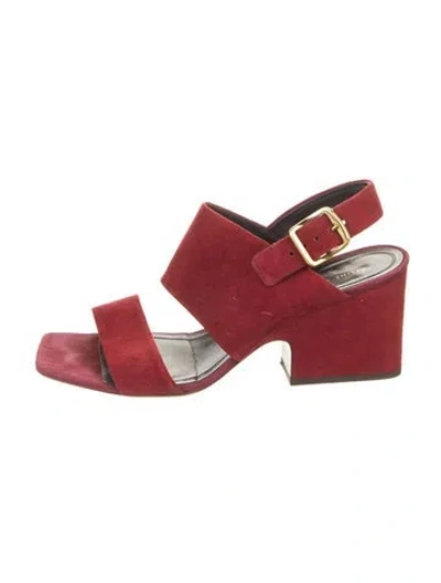 Pre-owned Celine Suede Slingback Sandals In Burgundy