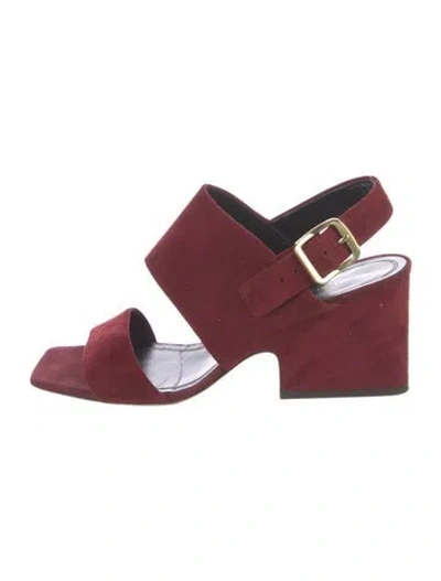 Pre-owned Celine Suede Slingback Sandals In Burgundy
