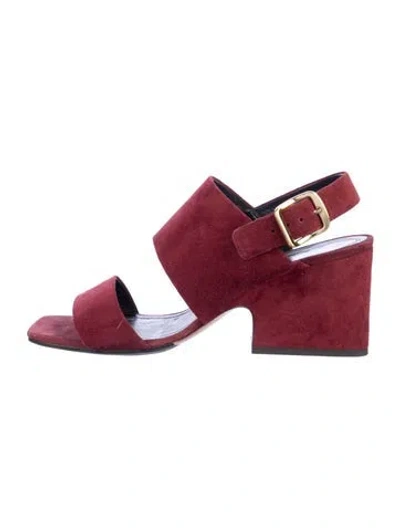 Pre-owned Celine Suede Slingback Sandals In Burgundy