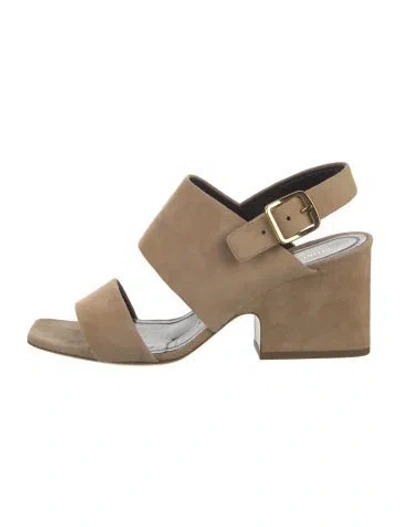 Pre-owned Celine Suede Slingback Sandals In Neutral