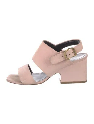 Pre-owned Celine Suede Slingback Sandals In Pink