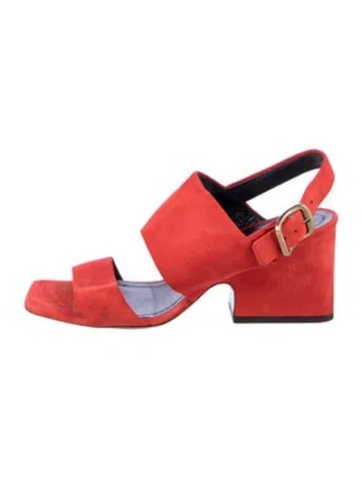 Pre-owned Celine Suede Slingback Sandals In Red