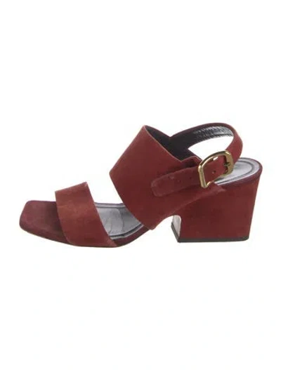 Pre-owned Celine Suede Slingback Sandals In Red