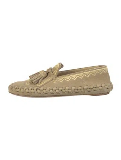 Pre-owned Celine Suede Striped Espadrilles In Neutral