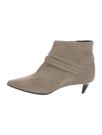 Pre-owned Celine Suede Studded Accents Boots In Gray