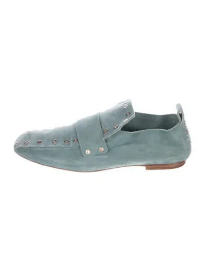 Pre-owned Celine Suede Studded Accents Loafers In Green