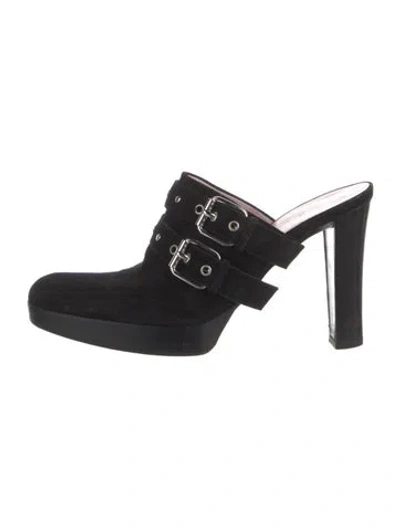 Pre-owned Celine Suede Studded Accents Mules In Black