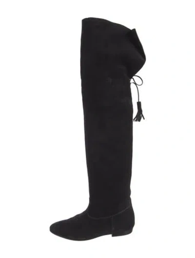 Pre-owned Celine Suede Tassel Accents Boots In Black