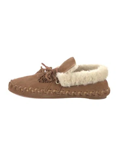Pre-owned Celine Suede Tassel Accents Loafers In Brown