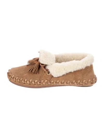 Pre-owned Celine Suede Tassel Accents Moccasins In Brown