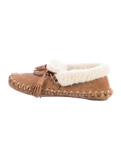 Pre-owned Celine Suede Tassel Accents Moccasins In Brown