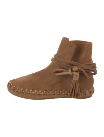 Pre-owned Celine Suede Tassel Accents Snow Boots In Brown