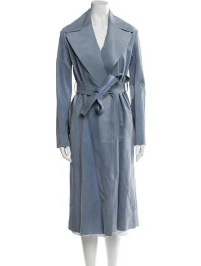 Pre-owned Celine Suede Trench Coat In Blue