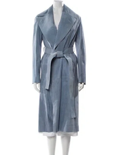 Pre-owned Celine Suede Trench Coat In Blue