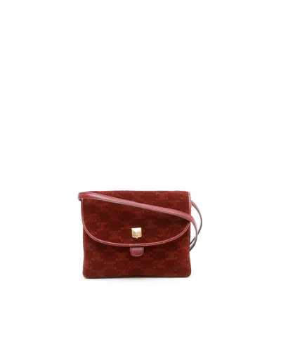 Celine Céline Suede Triomphe Crossbody Bag In Burgundy