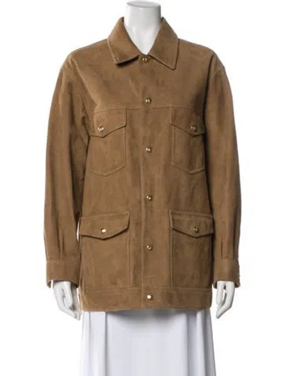 Pre-owned Celine Suede Utility Jacket In Brown