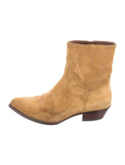 Pre-owned Celine Suede Western Boots In Brown