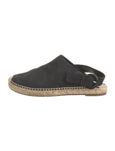 Pre-owned Celine Suede Whipstitch Trim Espadrilles In Black/neutrals