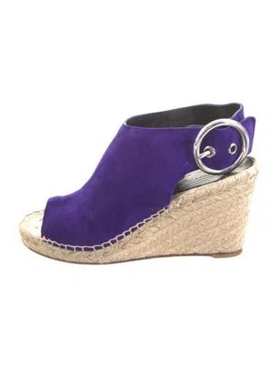 Pre-owned Celine Suede Whipstitch Trim Espadrilles In Blue