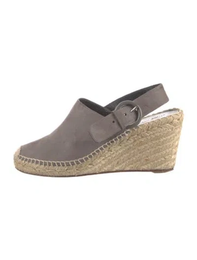 Pre-owned Celine Suede Whipstitch Trim Espadrilles In Gray