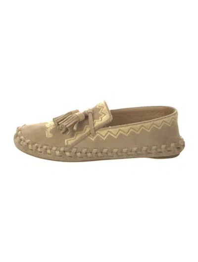 Pre-owned Celine Suede Whipstitch Trim Espadrilles In Neutral