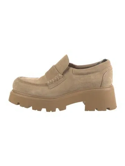 Pre-owned Celine Suede Whipstitch Trim Loafer Sneakers In Neutrals