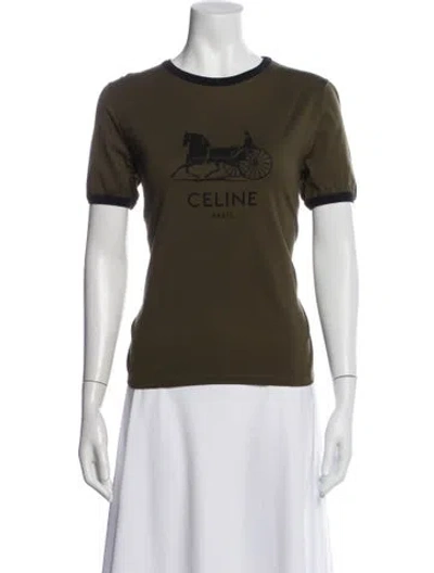 Pre-owned Celine Sulky Graphic Print T-shirt In Green